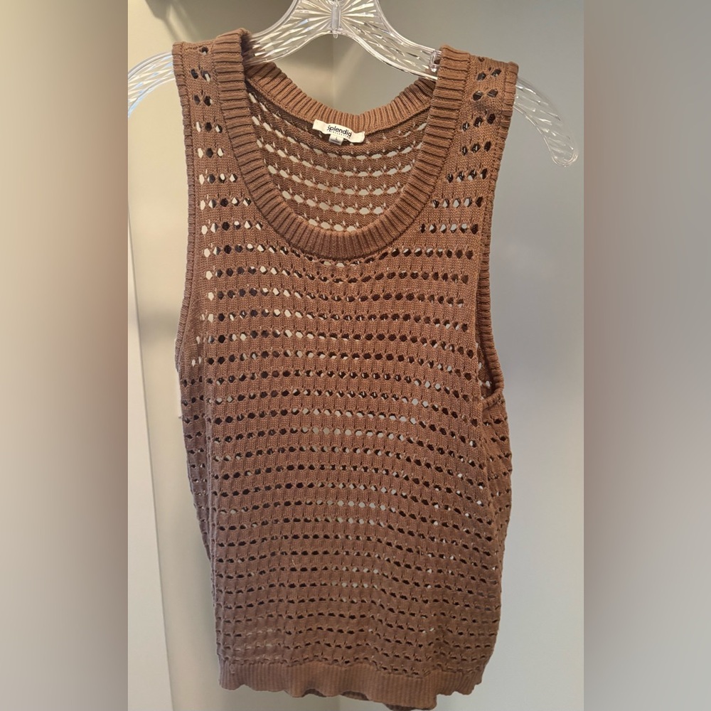 Splendid Brown Cropped Ribbed Tank Top